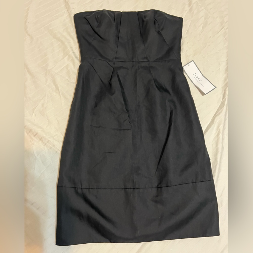 J. Crew Erica Cotton Cady Black Strapless Dress Evening Cocktail Size 0 NWT - Picture 6 of 16